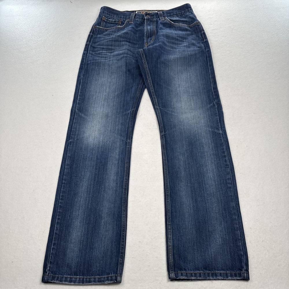 Levi's 514 Slim Straight Jeans Fits Men 32"x 31.5" Y2K Med Wash Blue Whiskers